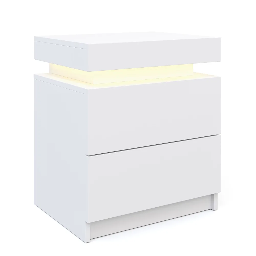 Nachttisch LED MOYA 2 Schubladen weiss