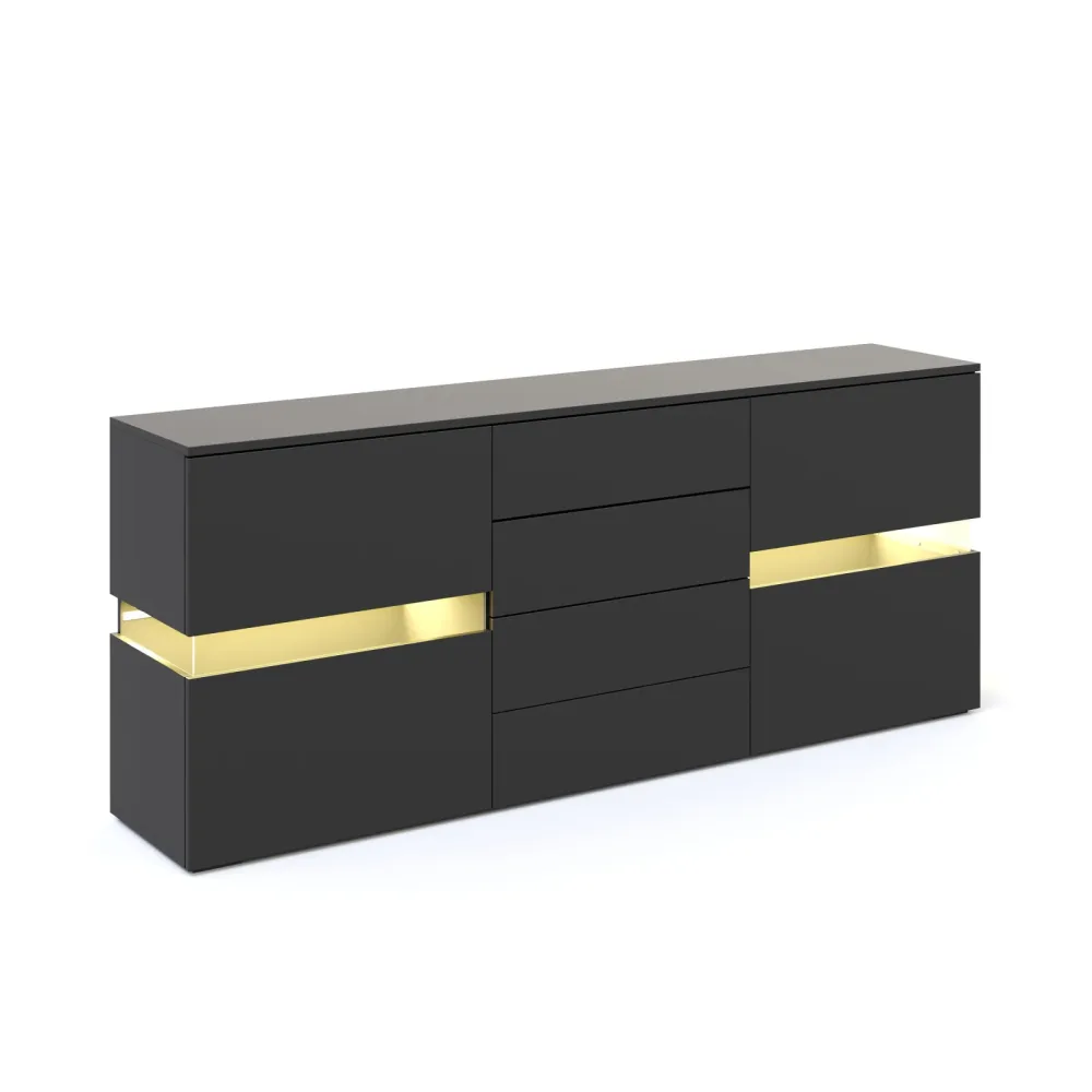 Sideboard LED TANA 177 x 72 cm schwarz