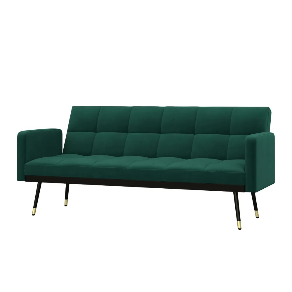 Schlafsofa Samt CALVIN dunkelgrün
