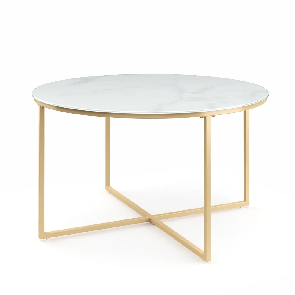 Beistelltisch Glas AMARA rund 80 x 45 cm weiss/gold