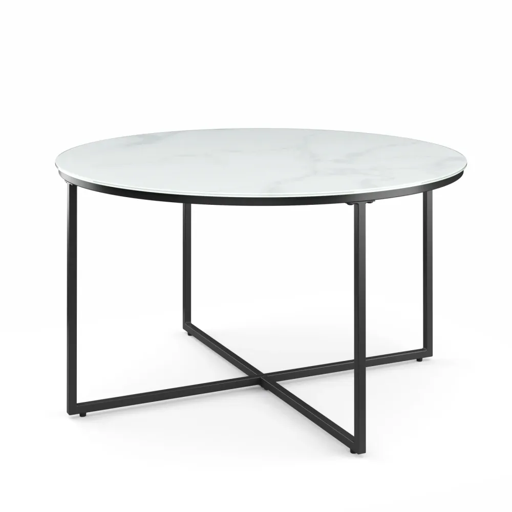 Beistelltisch Glas AMARA rund 80 x 45 cm weiss/schwarz