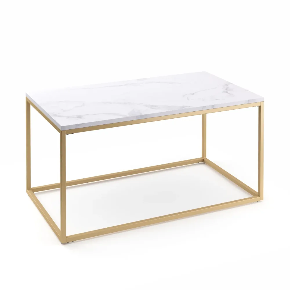 Beistelltisch ZARA 80 x 45 x 40 cm weiss/gold