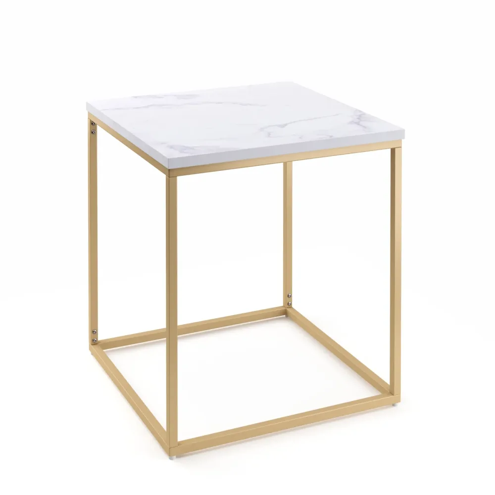 Beistelltisch TYRA 45 x 45 x 50 cm weiss/gold