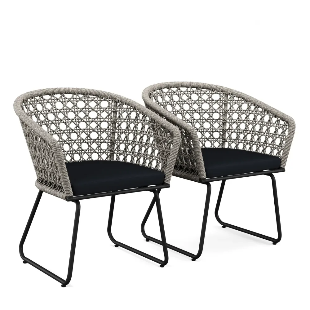 Gartenstuhl ÄGINA 2er Set grau/schwarz