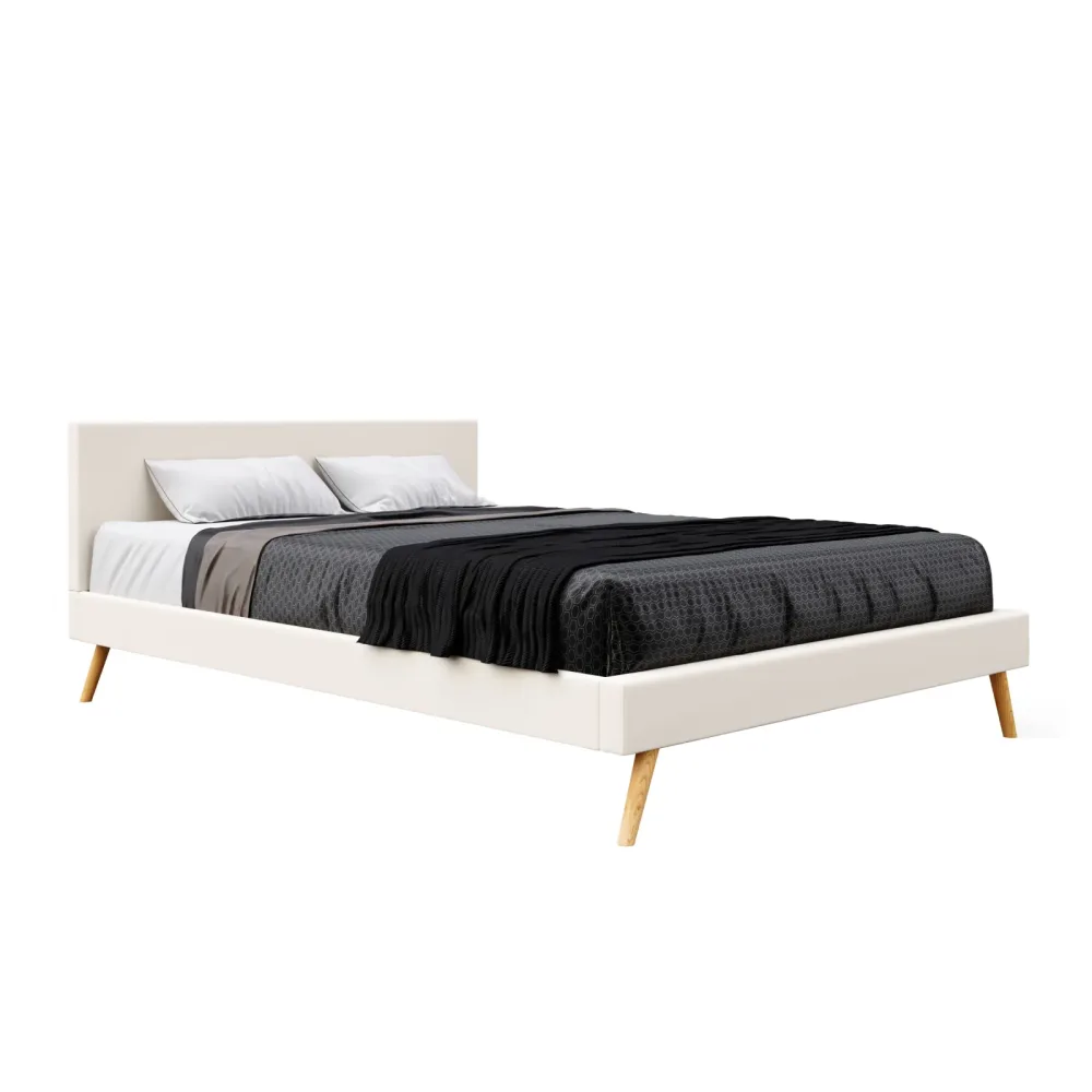 Lederbett ELVAR 160 x 200 cm weiss