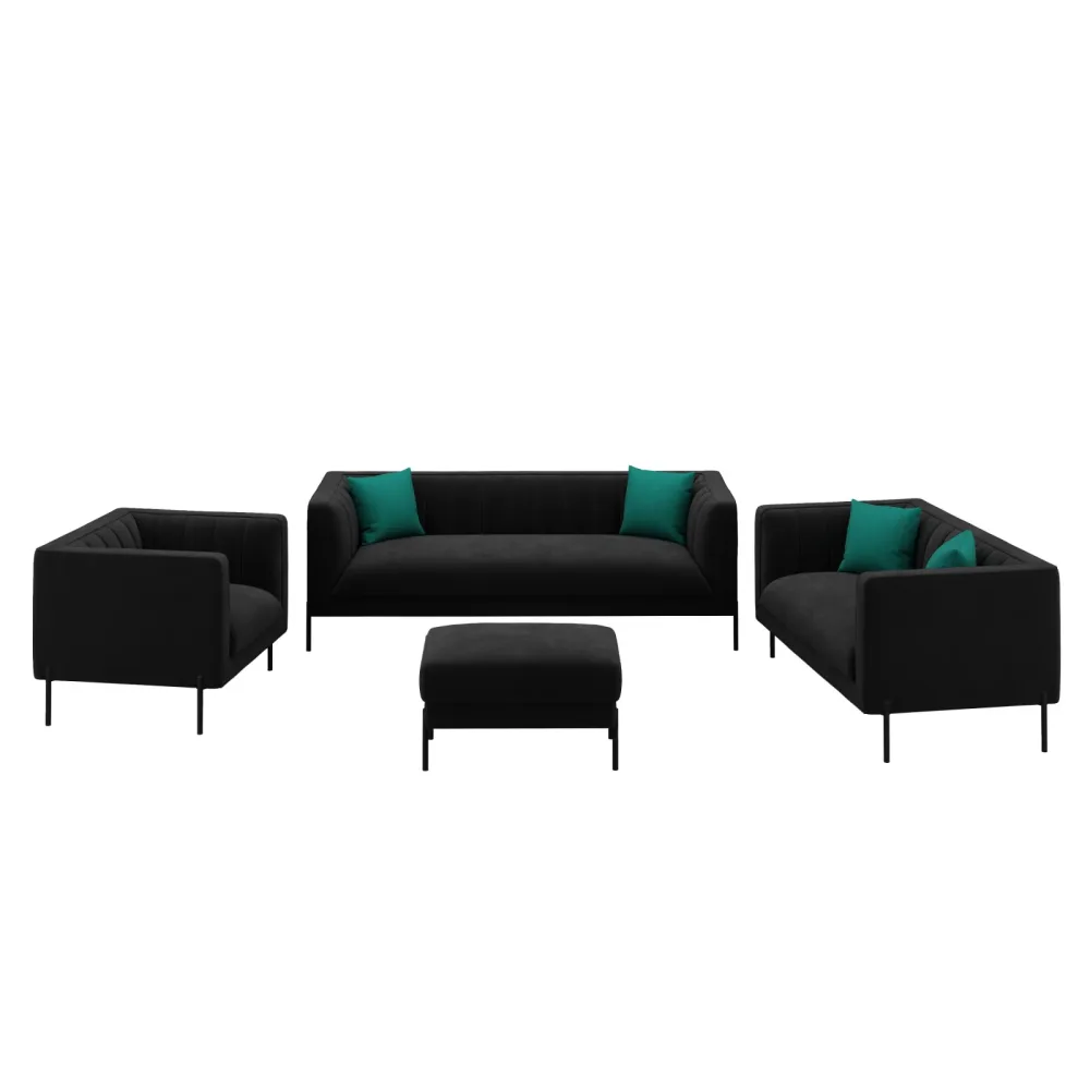 Sofa Set Samt ATTILA schwarz