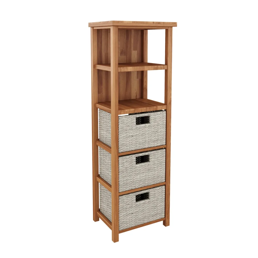 Regal Holz mit Korbschubladen TRIESTE