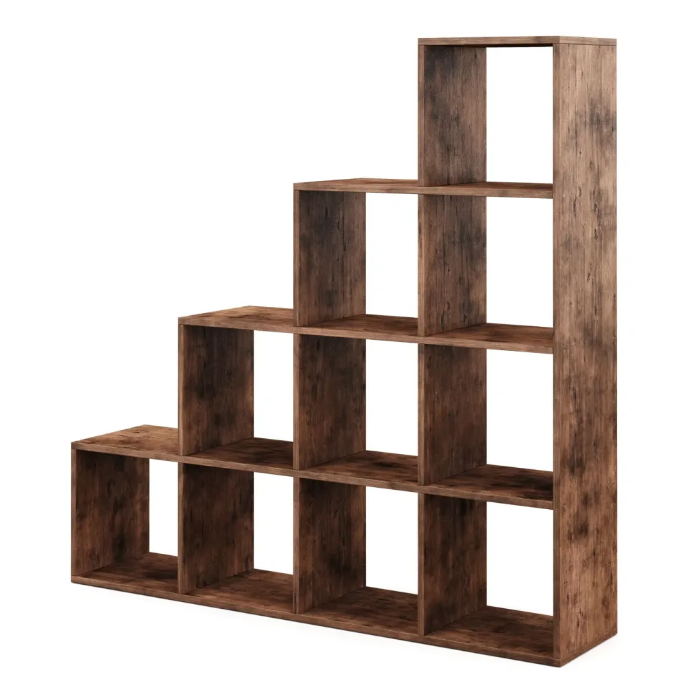 Treppenregal Raumteiler Vintage BONITA 10 Fächer 130 x 130 cm