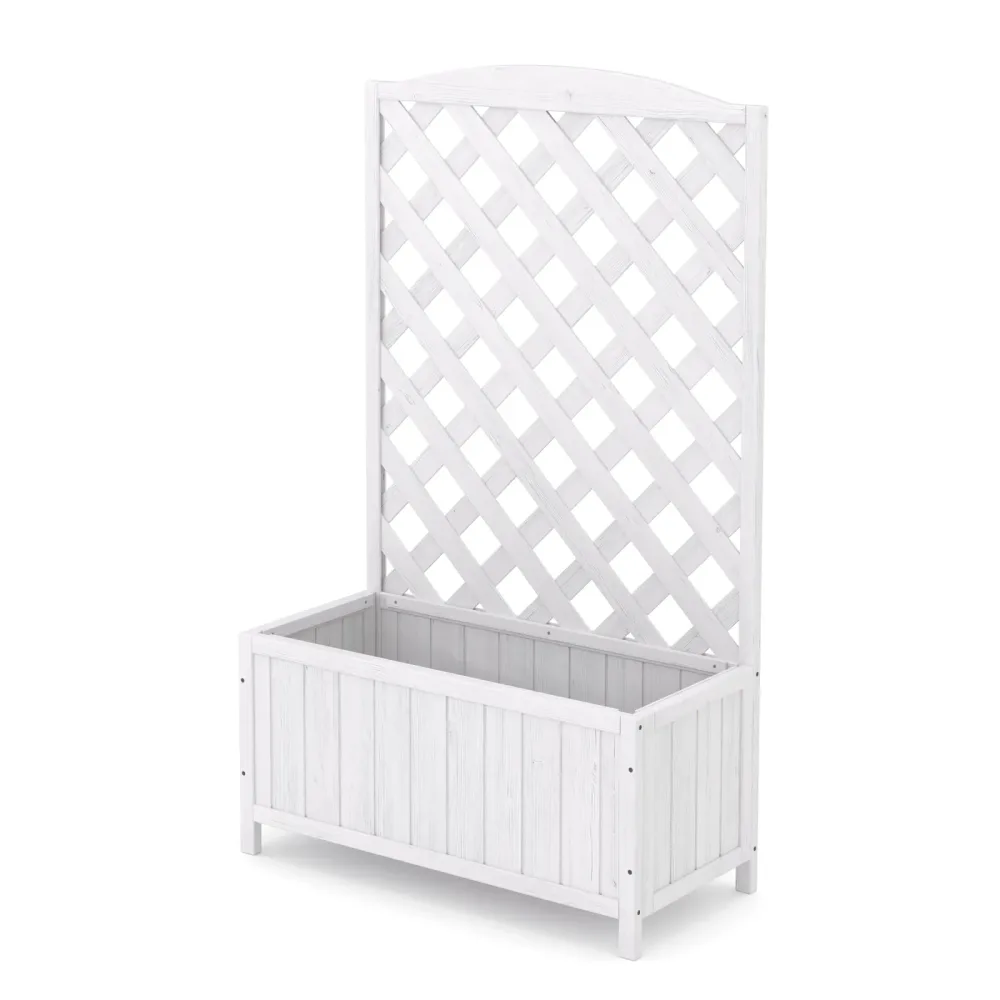 Rankgitter mit Blumenkasten weiss