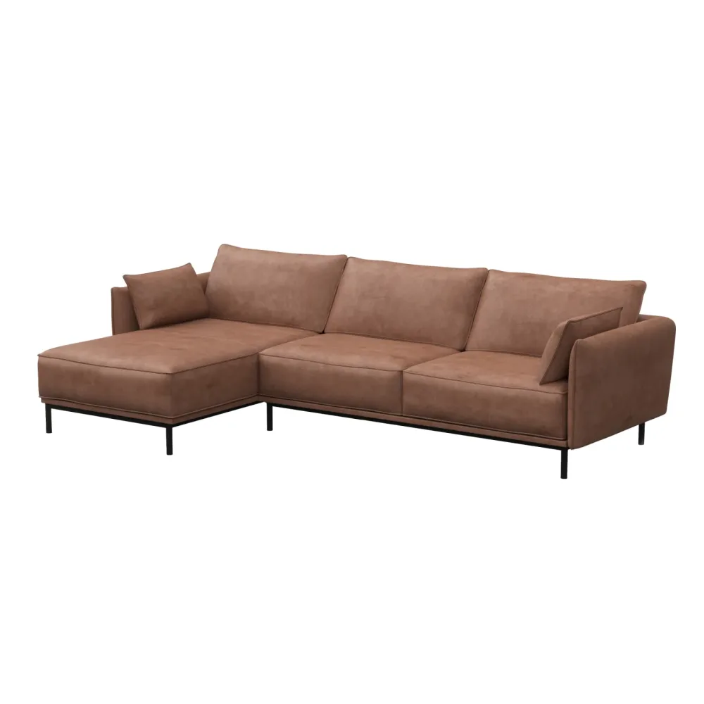 Ecksofa Leder ELVIS links braun