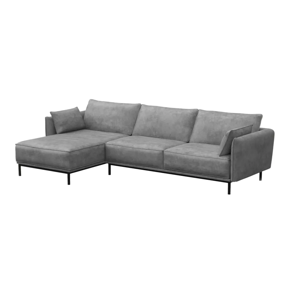 Ecksofa Leder ELVIS links grau
