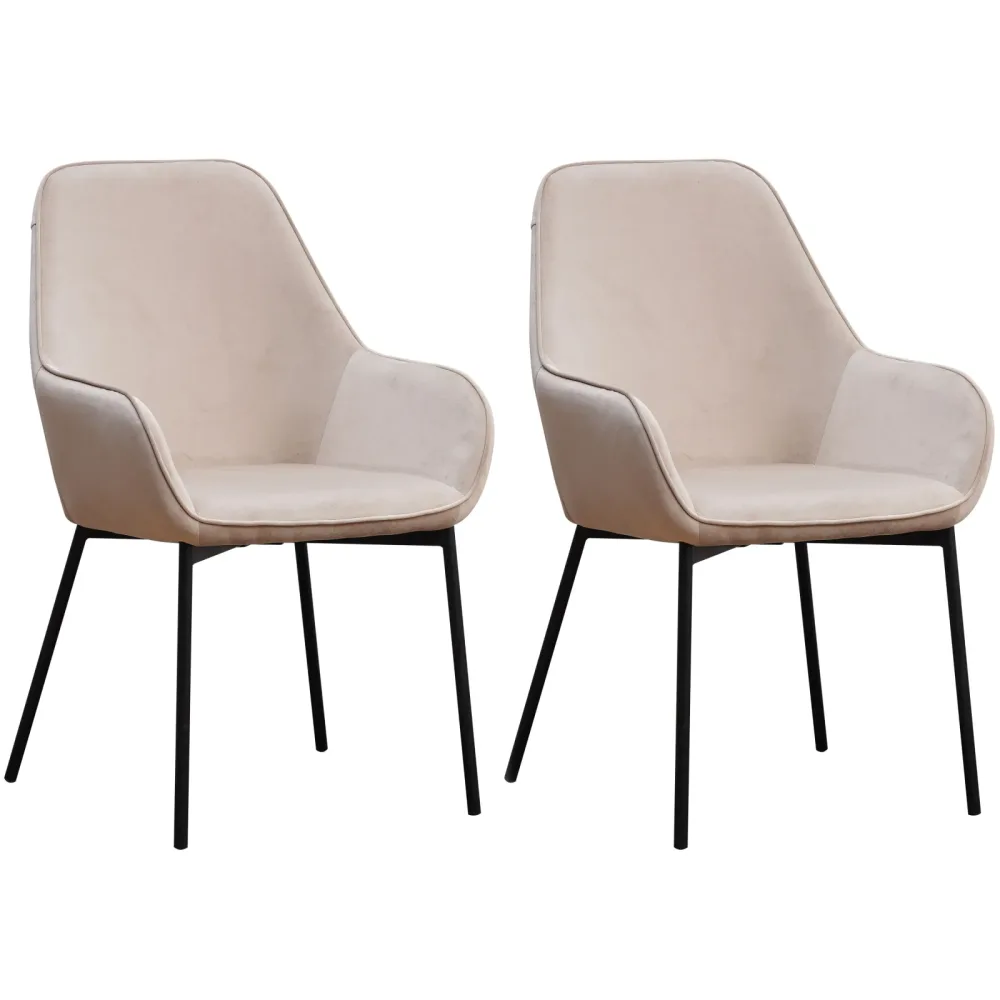 Esszimmerstuhl Samt FRANKY 2er Set beige
