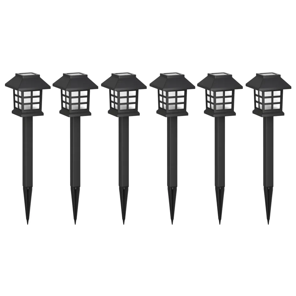 LED Solarlampe 38 cm 6er Set schwarz
