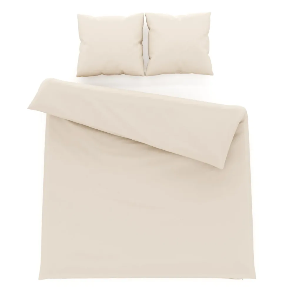 Bettwäsche 3-teilig 65 x 65 cm + 200 x 210 cm beige