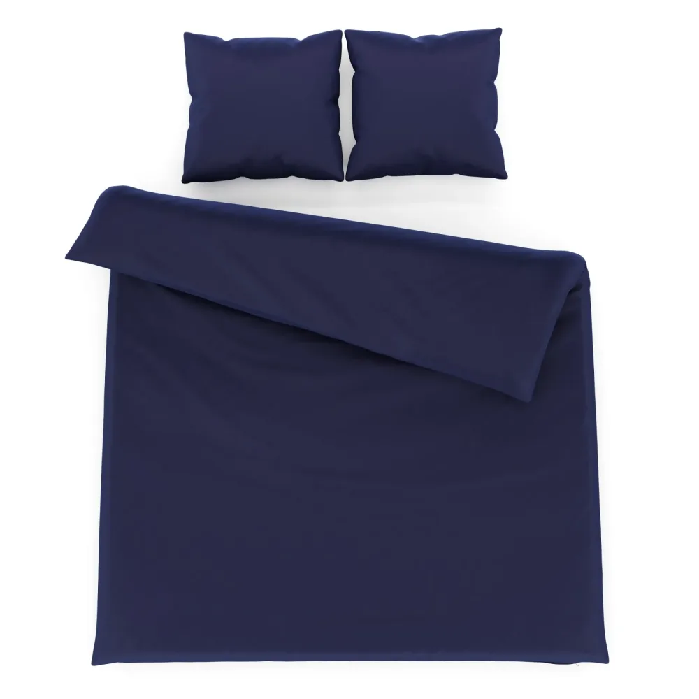 Bettwäsche 3-teilig 65 x 65 cm + 200 x 210 cm dunkelblau