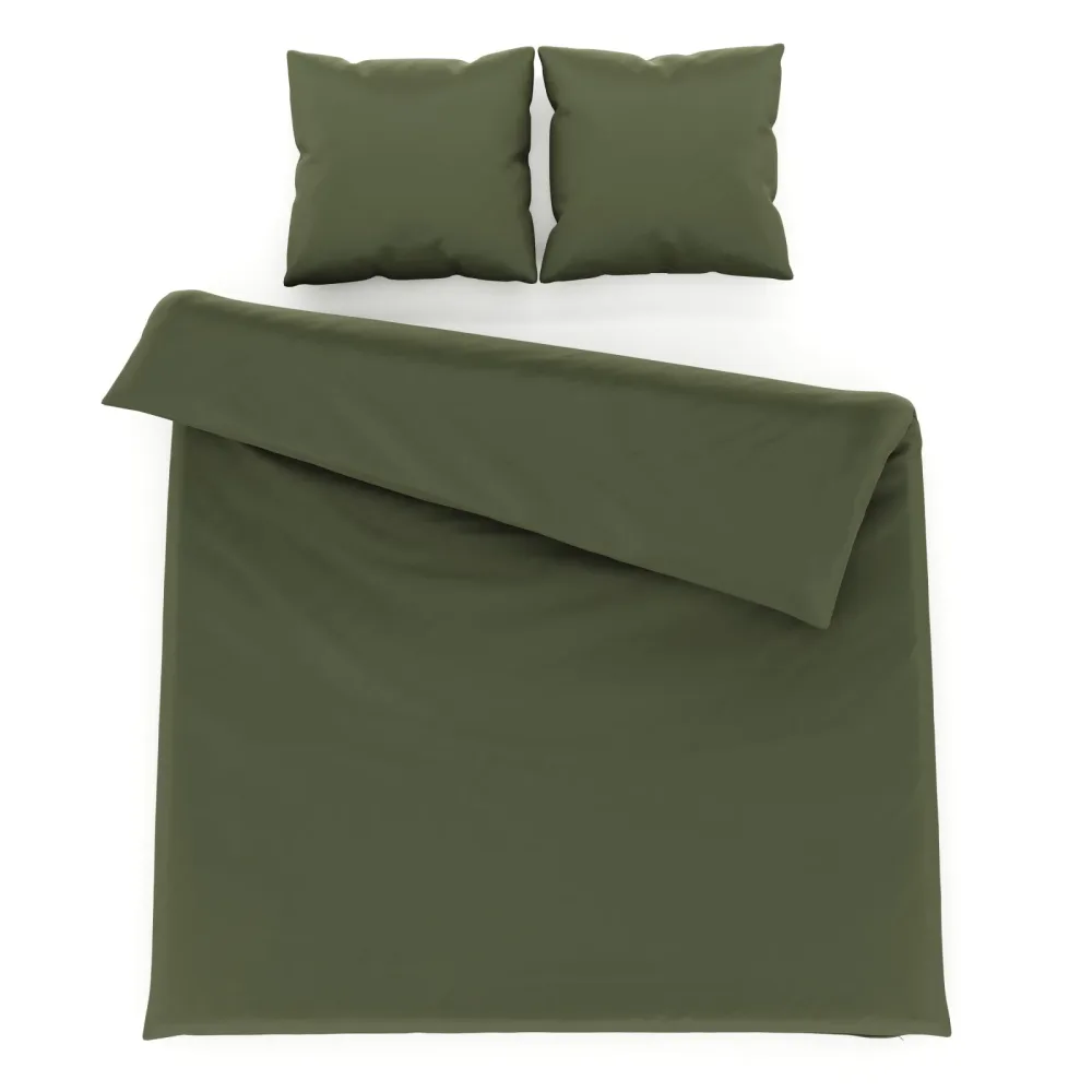 Bettwäsche 3-teilig 65 x 65 cm + 200 x 210 cm olive