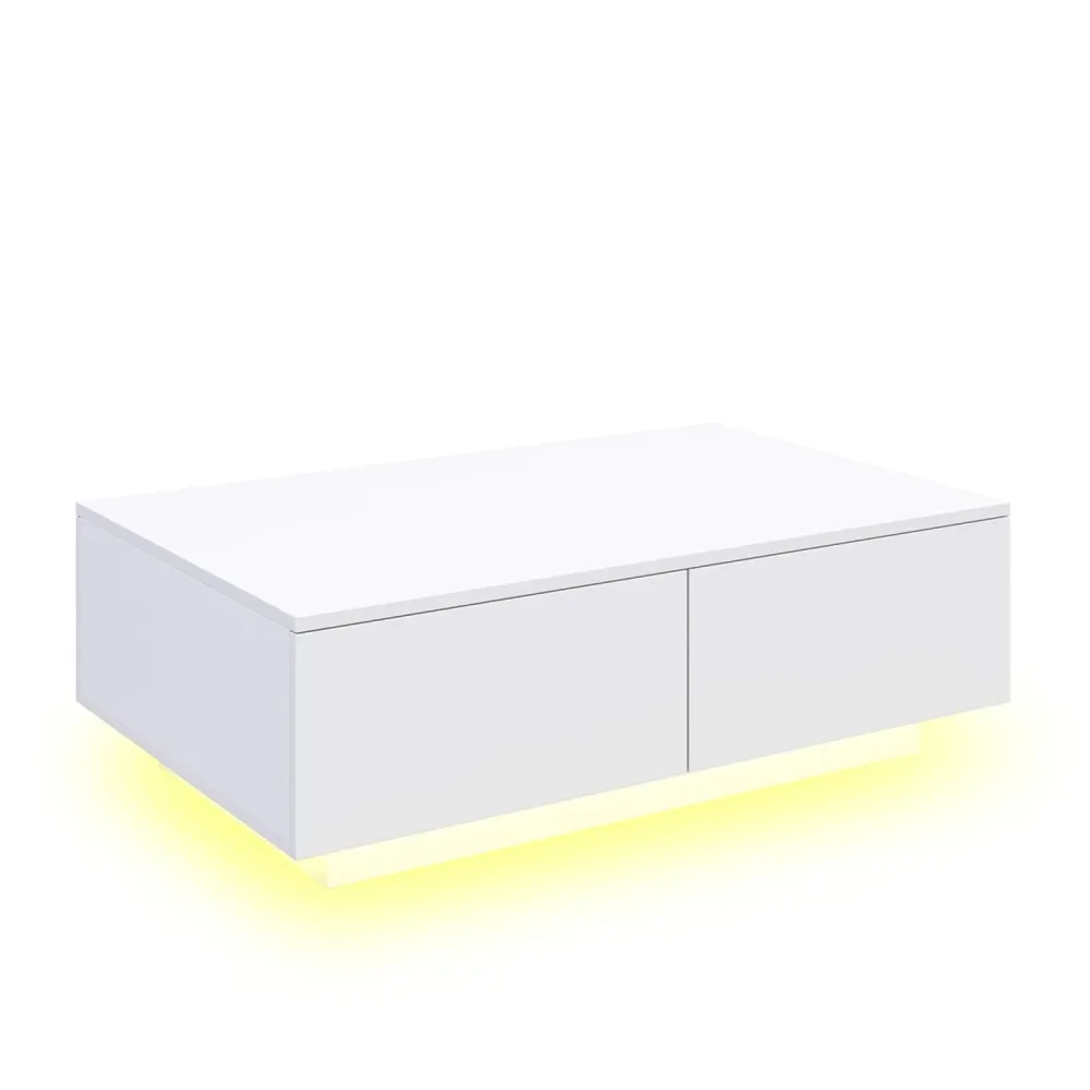 Beistelltisch LED CARINA 95 x 60 x 31 cm weiss