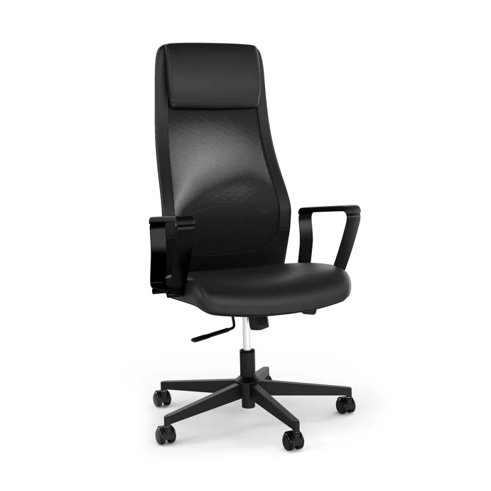 Bürostuhl Leder MARIO schwarz