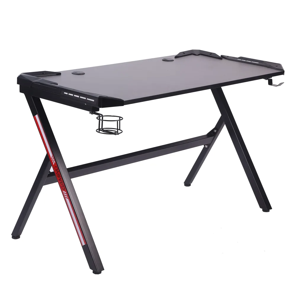 Gamingtisch LED 120 x 60 x 73 cm schwarz