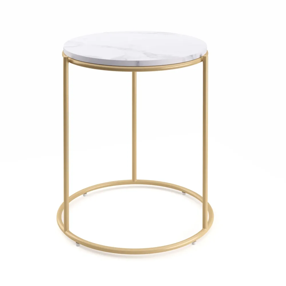 Beistelltisch ELMA rund 40 x 50 cm weiss/gold