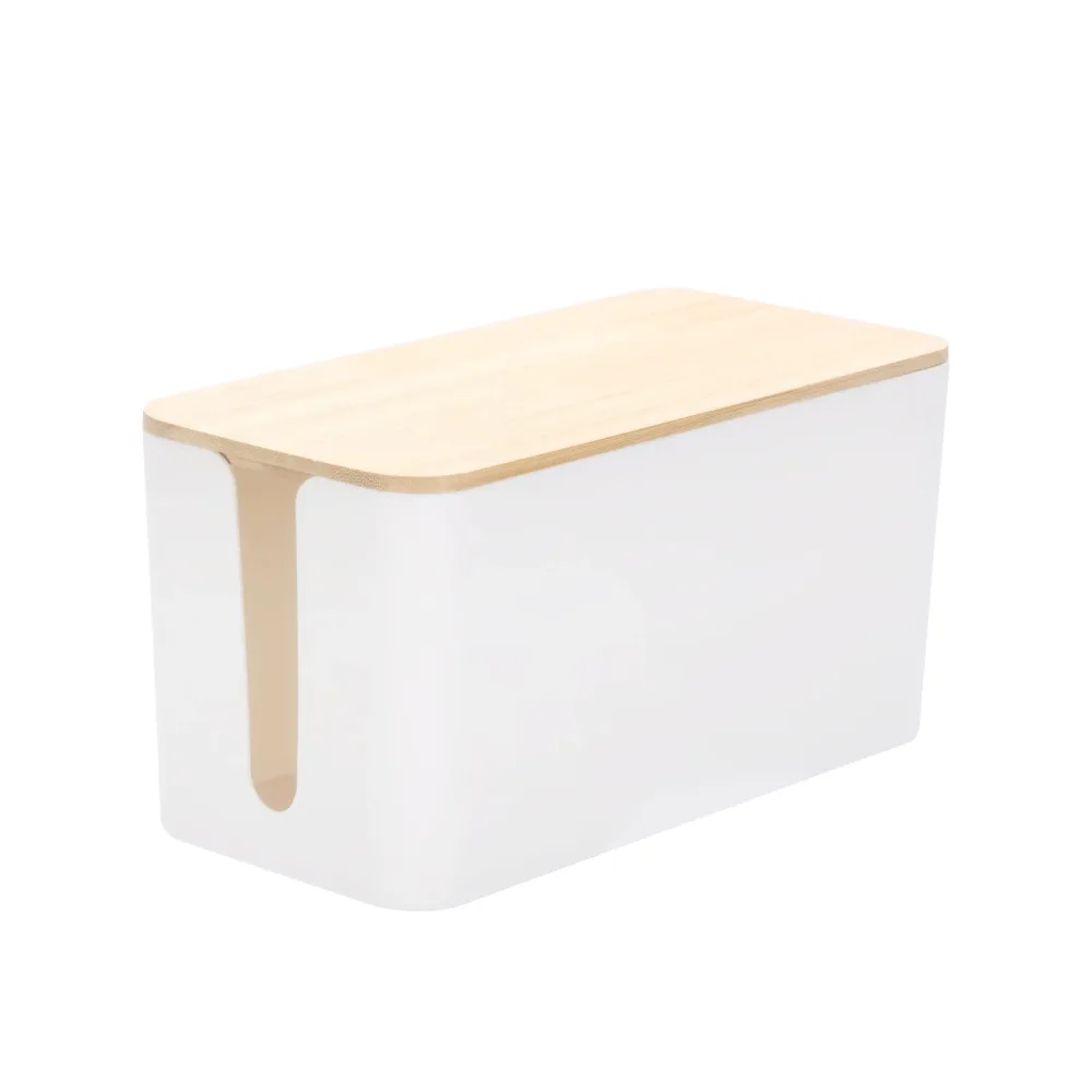 Kabelbox klein mit Holzdeckel weiss