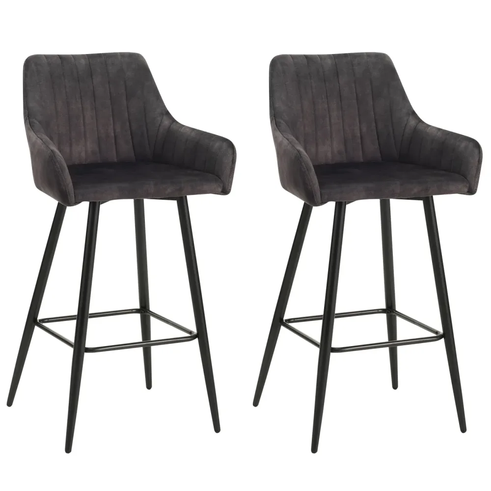Barhocker Samt LEE 2er Set anthrazit