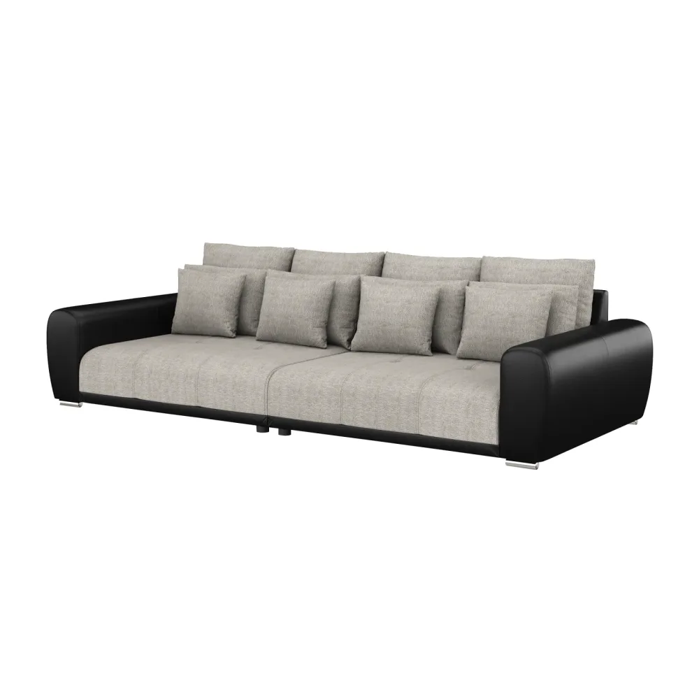 Sofa Leder SAM grau/schwarz