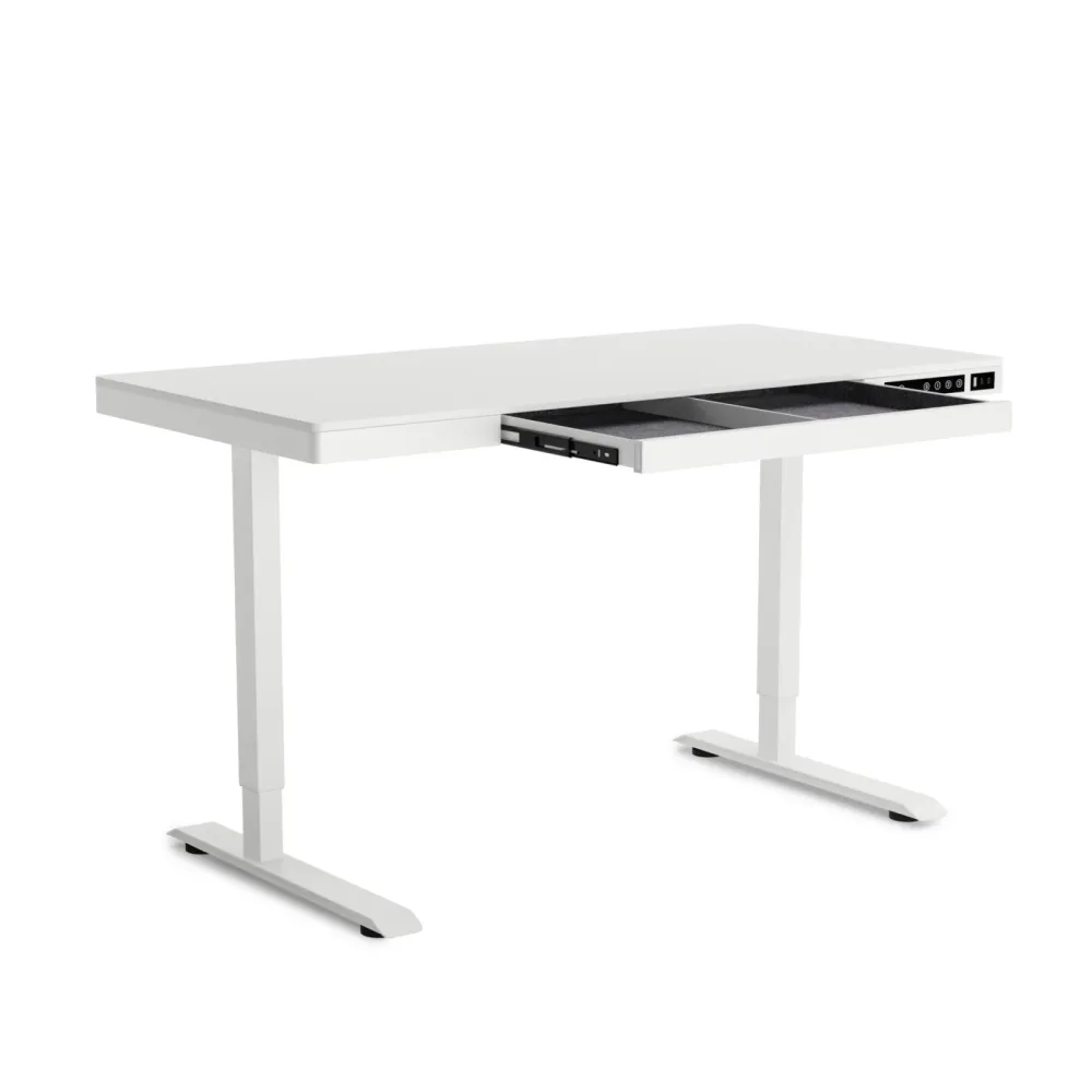 Stehpult elektrisch mit Schublade weiss 120 x 60 cm