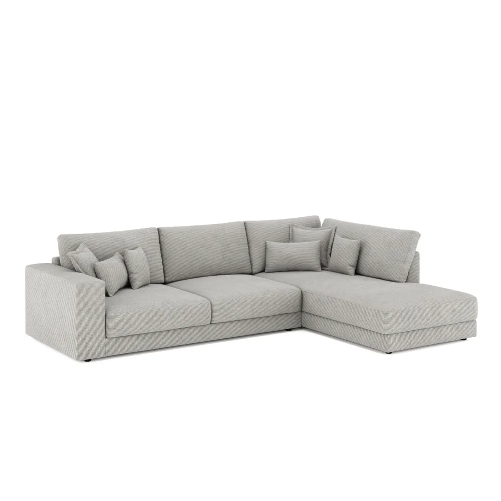 Ecksofa Cord TARJA rechts hellgrau