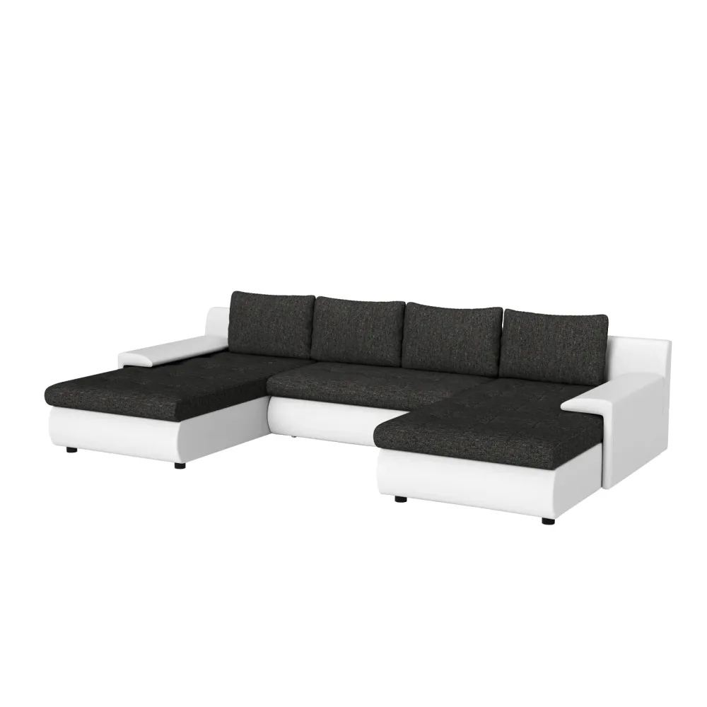 Sofa mit Schlaffunktion CARLOS II U-Form anthrazit/weiss