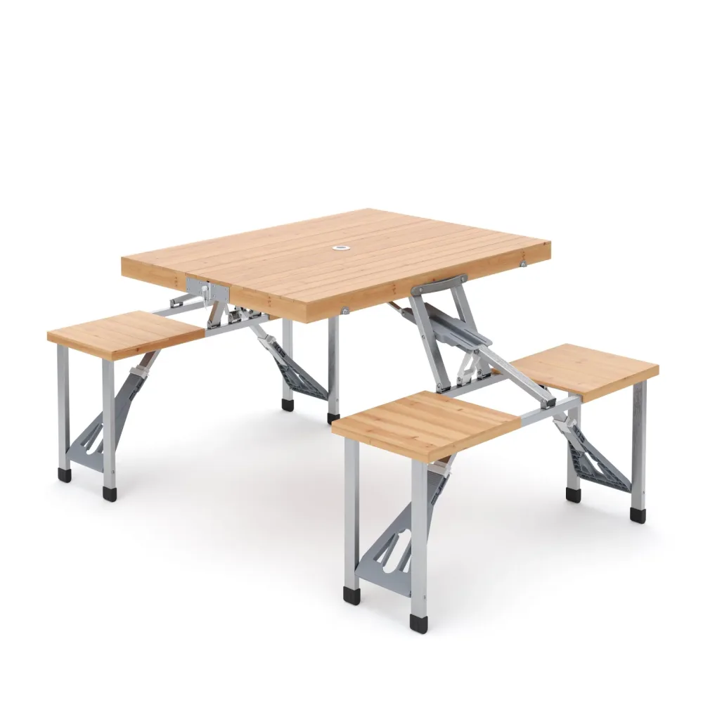 Campingtisch Garnitur Holz klappbar 85 cm