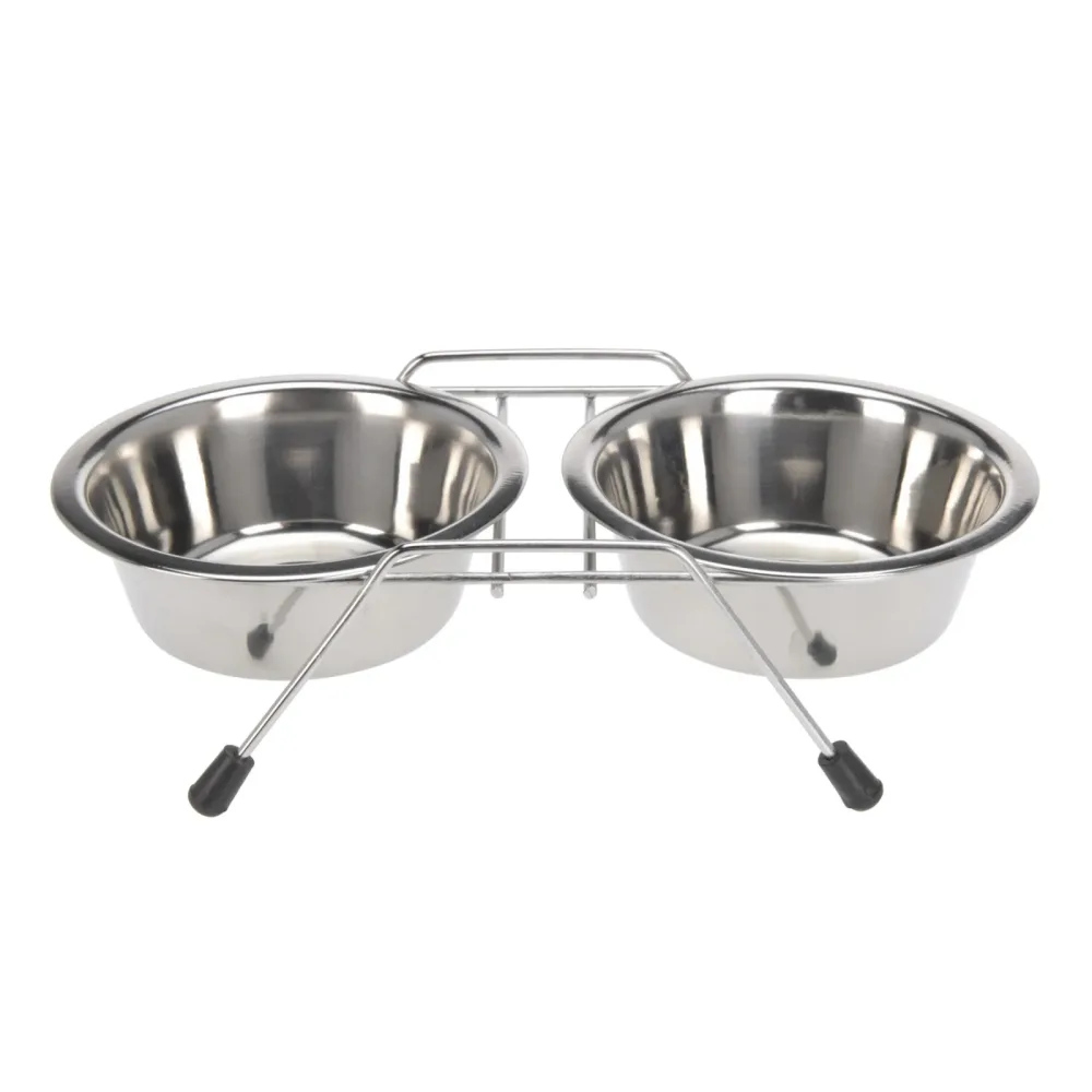 Fressnapf Edelstahl 2er Set mit Ständer Ø 10 cm
