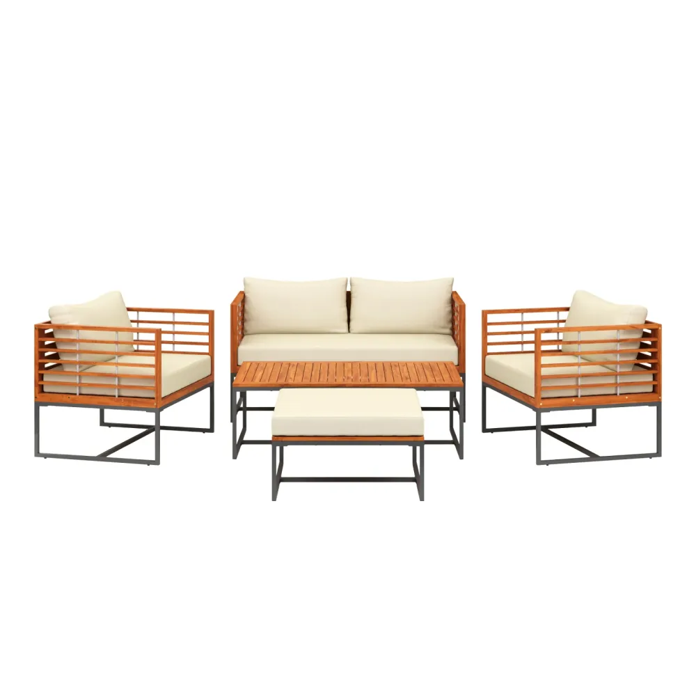 Lounge Holz MAVIS schwarz/natur/creme