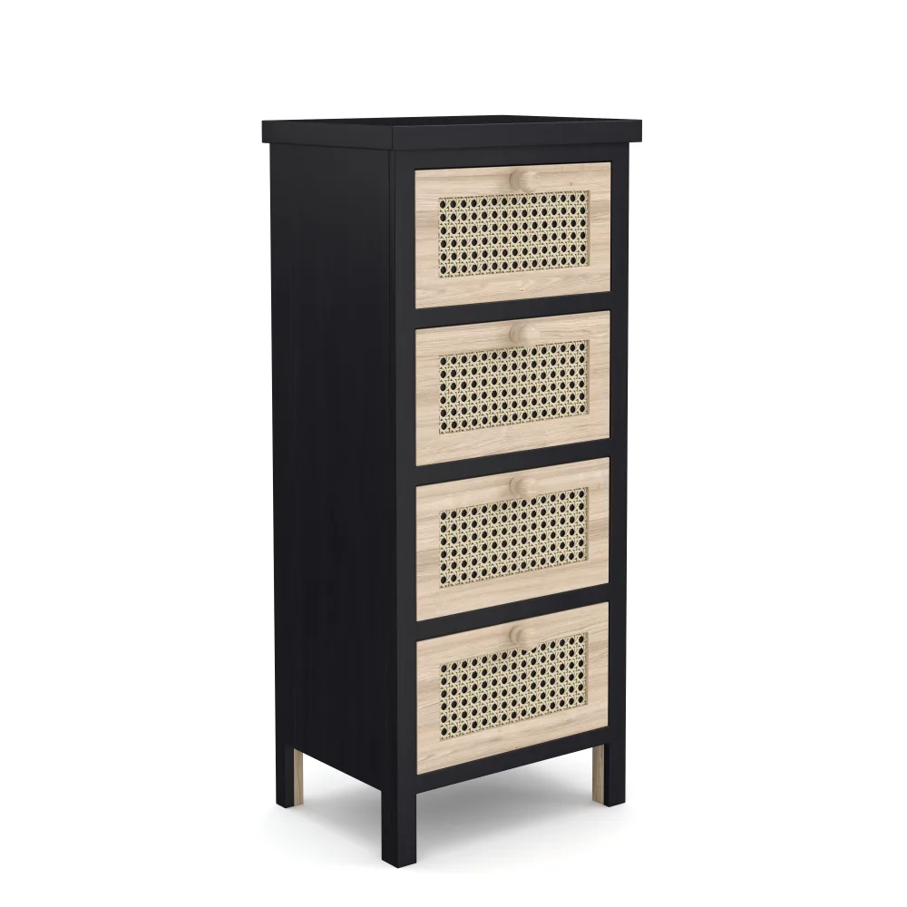 Kommode ALDO 4 Schubladen 34 x 78 cm schwarz/hellbraun