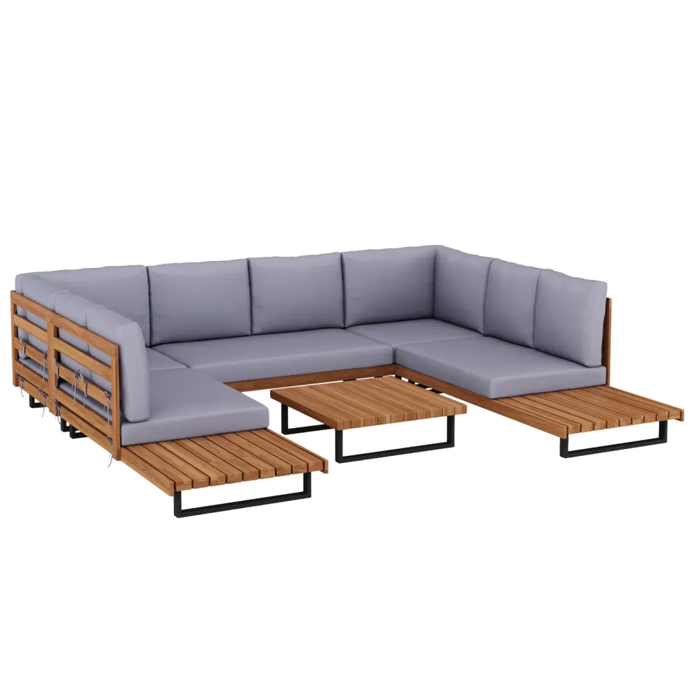 Lounge Holz KENDRA natur/grau