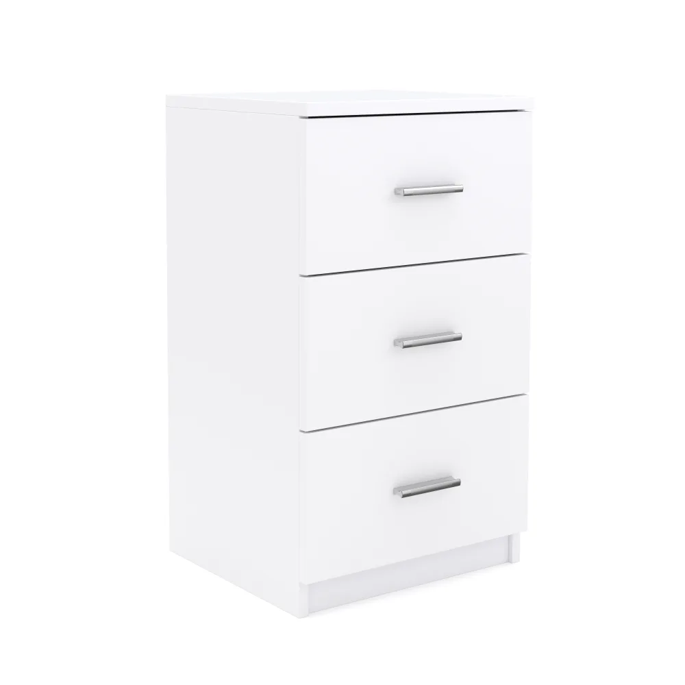 Nachttisch FORTE mit 3 Schubladen weiss