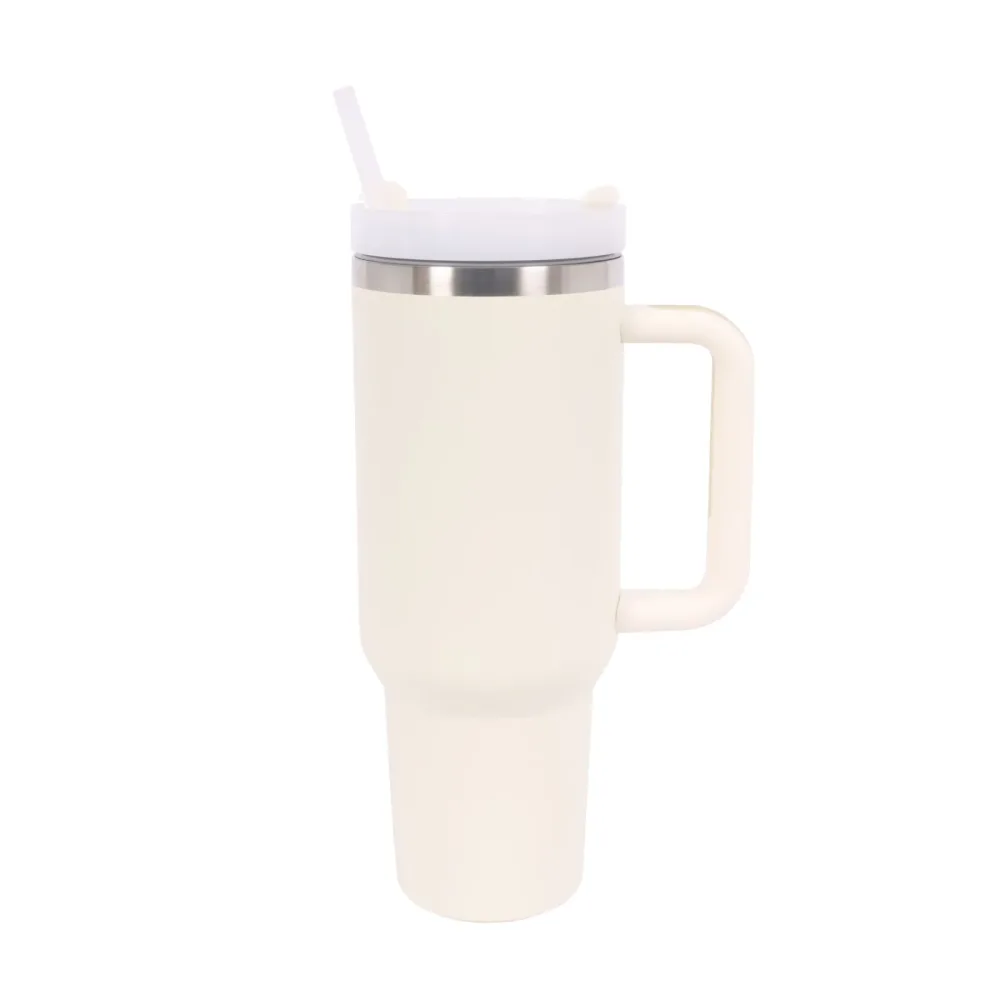 Thermobecher mit Strohhalm 1.1L creme