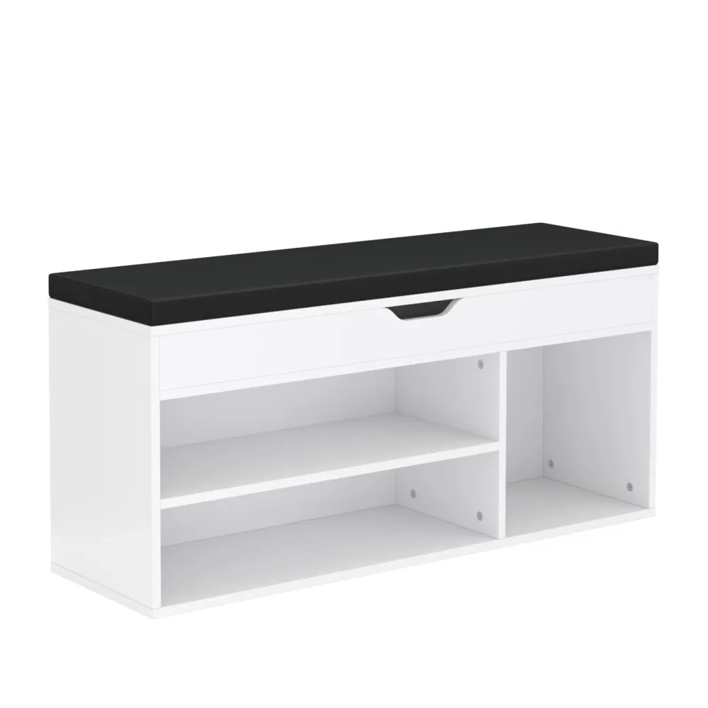 Schuhbank Holz 104 x 32 x 48 cm weiss