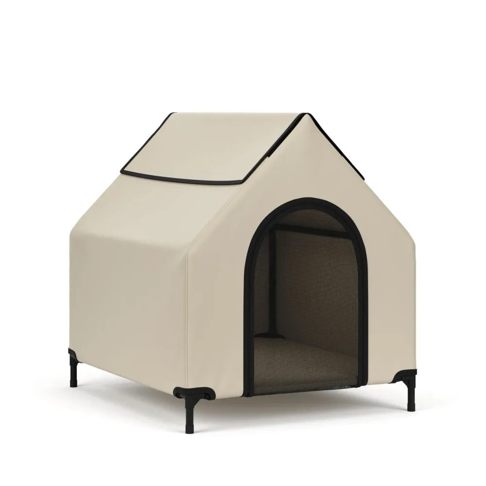 Hundebett Hundehütte erhöht 90 x 65 cm beige