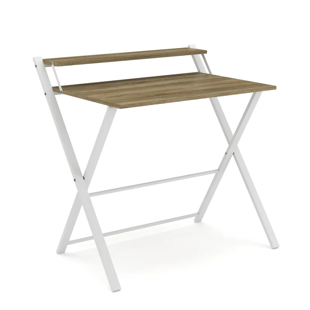 Schreibtisch TORSTEN klappbar 80 x 62 x 82 cm hellbraun/weiss