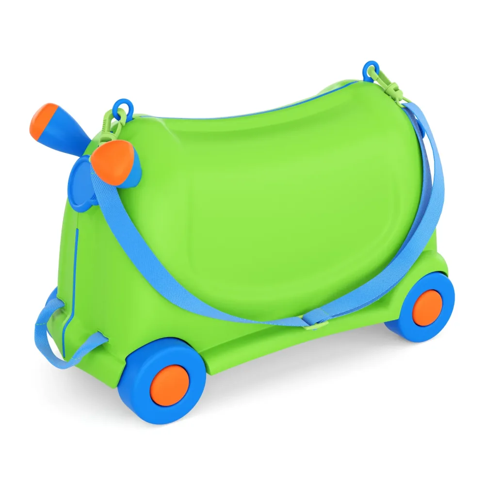 Kinderkoffer Hartschalenkoffer mit Sitzfläche grün