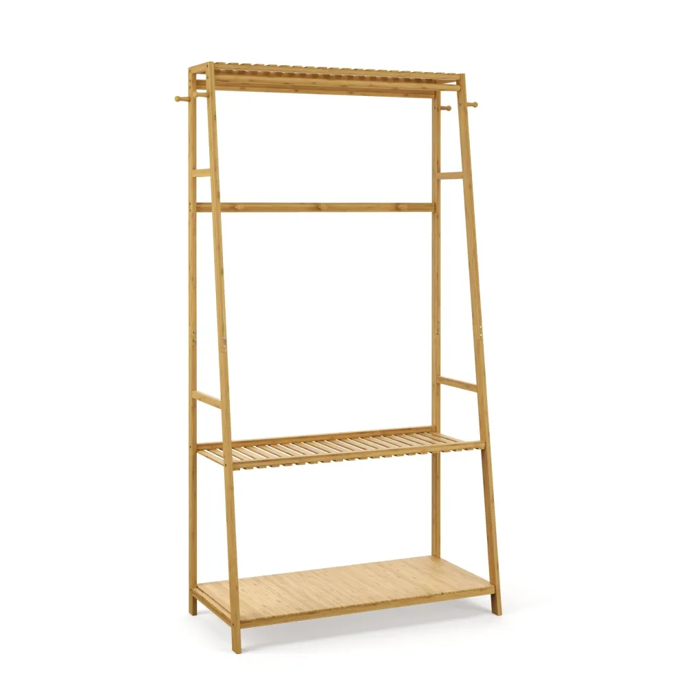 Garderobe Kleiderständer Bambus CURT 80 x 165 cm natur
