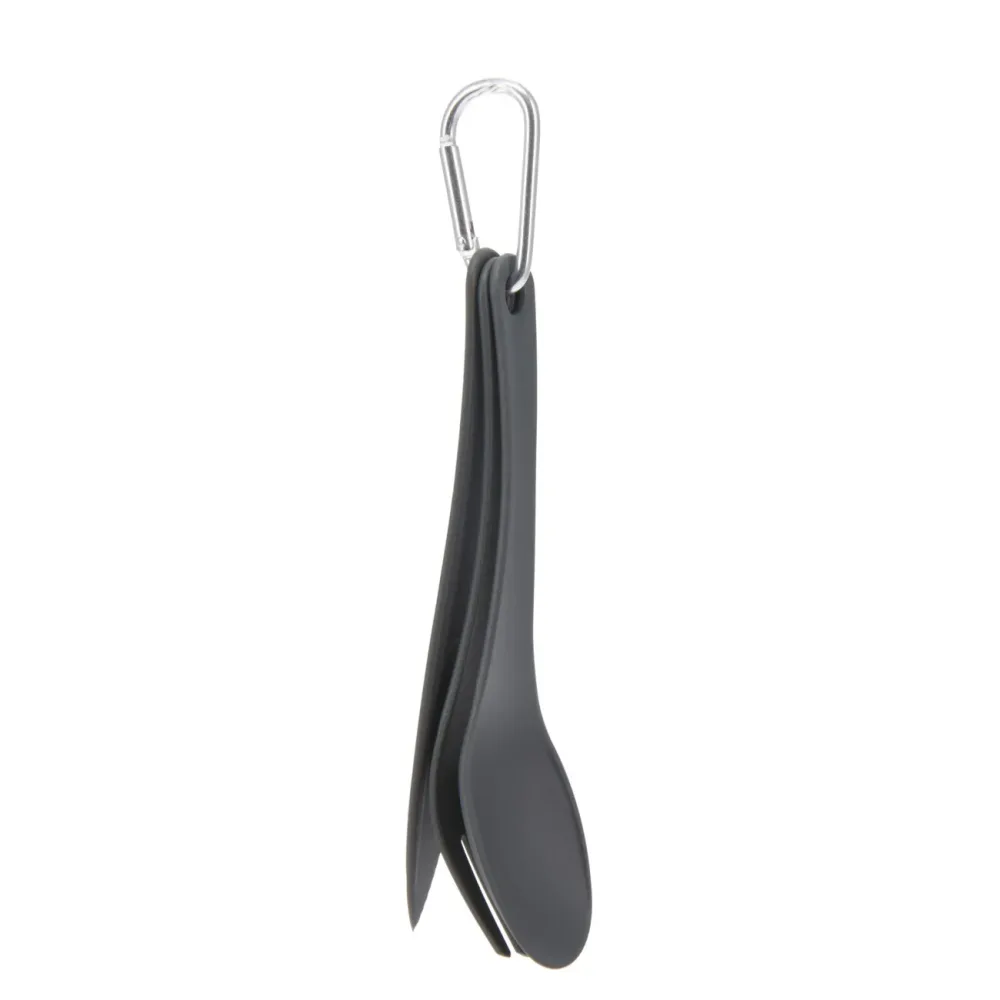 Camping-Besteck Set mit Karabinerhaken 3-teilig