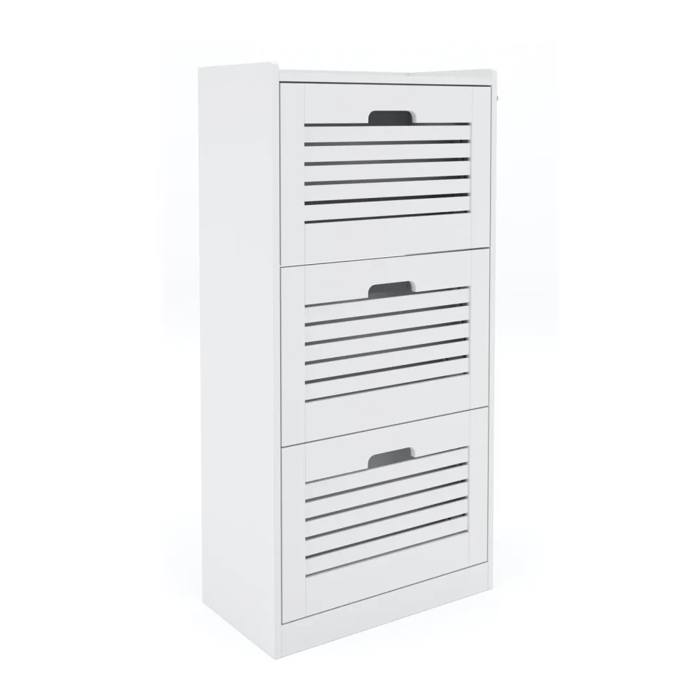 Schuhschrank KAMALIA 55 x 30 x 112 cm weiss