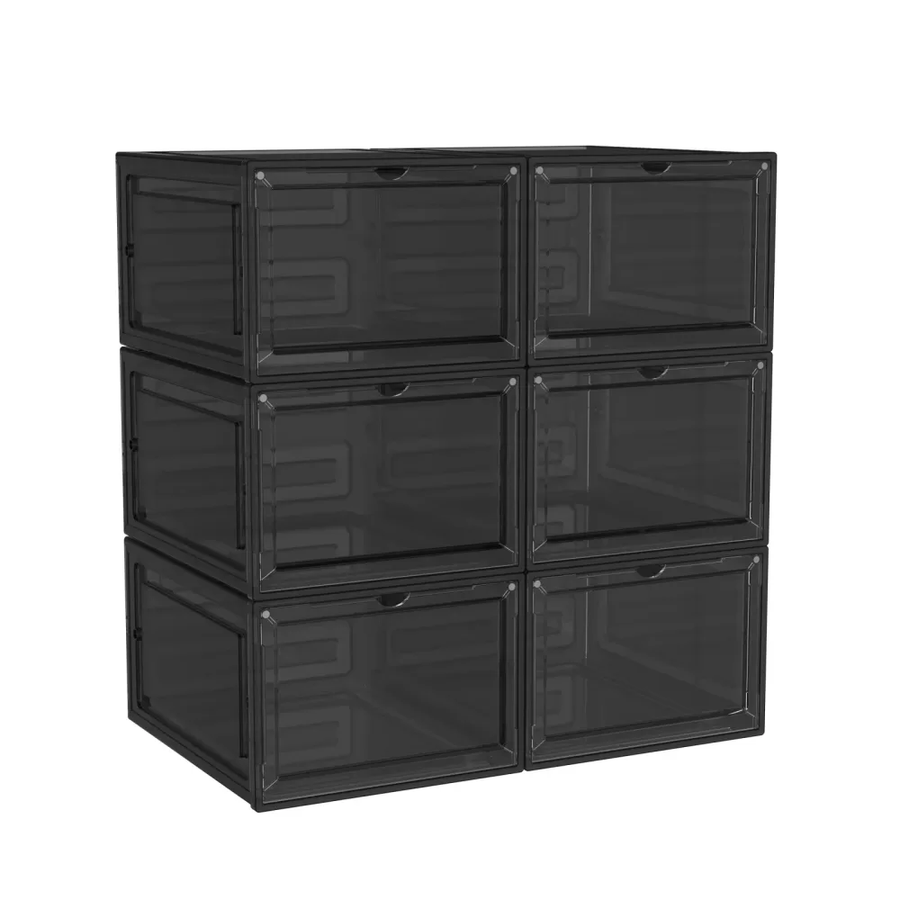 Aufbewahrungsbox 34 x 27 x 19 cm 6er Set transparent/schwarz