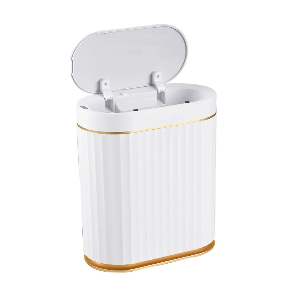 Abfalleimer mit Sensor 7L weiss/gold