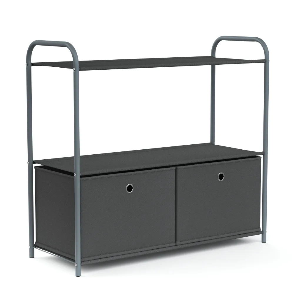 Regal mit 2 Aufbewahrungsboxen 79 x 72 cm anthrazit