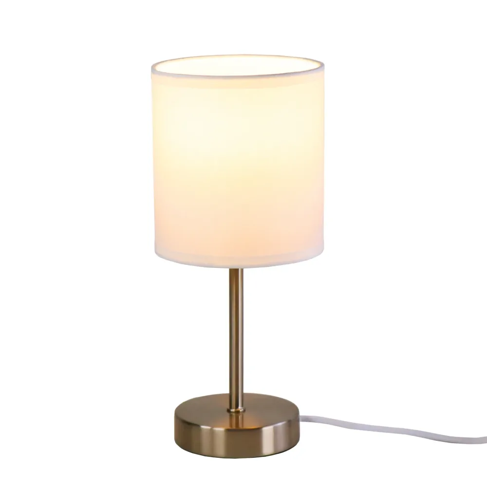 Tischlampe mit Stoffschirm weiss