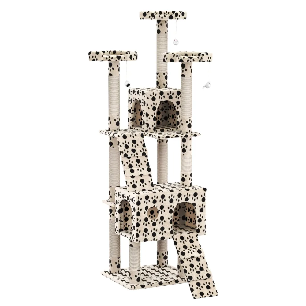 Katzenbaum MAX 182 cm beige mit Pfoten