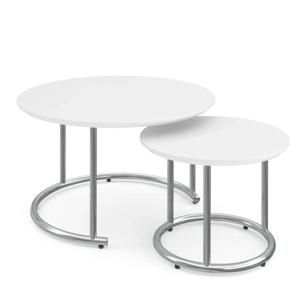 Beistelltisch SUZON rund 2-teilig weiss/silber